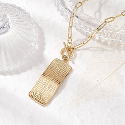 Настоящее золото 18K 304 прямоугольные подвески из нержавеющей стали с текстурой дерева, колье из медной скрепки, реальный 18 k позолоченный, 19.49 дюйм (49.5 см)