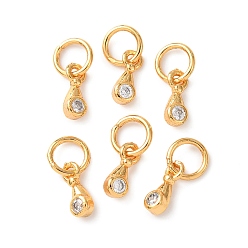 Настоящее золото 24K Латунные микро проложить кубического циркония прелести, слеза, с целью перехода в кольце, без кадмия и без свинца, стойки покрытие, долговечный, реальный 24 k позолоченный, 7x2.5x2 мм, отверстие : 3.5 мм