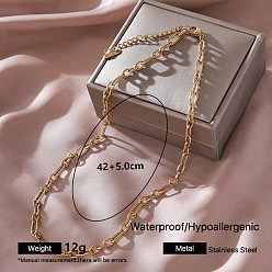 Golden 304 Stainless Steel Figaro Chain Necklaces for Women, Golden, 16.54 inch(42cm)