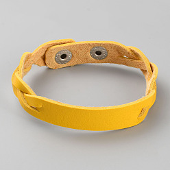 Золотистый Простой браслет из искусственной кожи с пряжками, золотые, 9-1/8 дюйм (23 см)