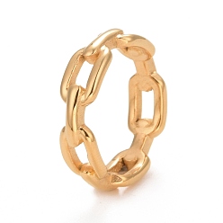 Золотой Ионное покрытие (ip) 304 кольцо из нержавеющей стали в форме цепи для женщин, золотые, внутренний диаметр: 17.3~17.9 мм
