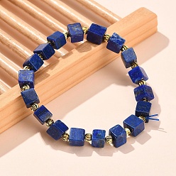 Ляпис-Лазурь Природные лазурит бисером растянуть браслеты, кубические, бусины : 6~6.5x6~6.5x6~6.5 мм, внутренний диаметр: 2-1/8 дюйм (5.3 см)