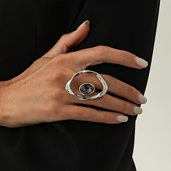 Oval Кольца для пальцев из сплава и акрила неправильной формы, платина, овальные, 18 мм