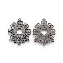 Черный Цвет Металла Коннекторы тибетского стиля, без кадмия, без никеля и без свинца, цветок, 34.5x28x1.5 мм, отверстие : 1.5 мм, отверстие : 1.5 мм, металлический черный , 34.5x28x1.5 мм, отверстие : 1.5 мм