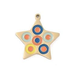 Разноцветный 304 нержавеющей стальной эмали подвески, звезды прелести, реальный 18 k позолоченный, ионное покрытие (ip), красочный, 17x16x1.4 мм, отверстие : 1 мм