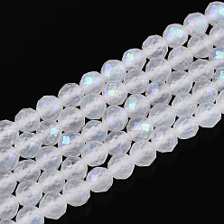 Хрусталь Нити из натуральных кварцевых бусин с цветным покрытием, горного хрусталя, граненый стол ограненный круглый, 4~5 мм, отверстие : 0.7~0.8 мм, около 92~100 шт / нитка, 14.96~15.55'' (38~39.5 см)