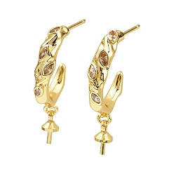 Золотой Стойка покрытие латунь микропаве прозрачный кубический цирконий гвоздики серьги поиск, без кадмия и без свинца, долговечный, золотые, 25.5x4 мм, штифты : 0.6~0.8 мм