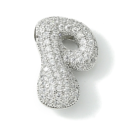 Letter P Стойки обшивки латунь кубического циркония подвески, без кадмия и без свинца, долговечный, алфавит, Письмо P, 22x14.5x8 мм, отверстие : 4x2 мм