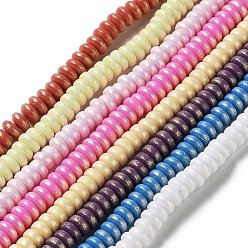 (52) Непрозрачная лаванда Нити бусин ручной работы из полимерной глины, окрашенные распылением, для поделок ювелирных изделий, диск, разноцветные, 7x3 мм, отверстие : 2 мм, около 112~123 шт / нитка, 14.92~15.94 дюйм (37.9~40.5 см)