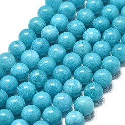 Темно-бирюзовый Натуральный Malaysia нефритовые бусы пряди, окрашенная и подогревом, круглые, темные бирюзовый, 11.5~12.5 мм, отверстие : 1.2 мм, около 35 шт / нитка, 14.96 дюйм (38 см)