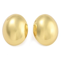 Настоящее золото 18K Овальные серьги-гвоздики из латуни, реальный 18 k позолоченный, 25x21.5 мм