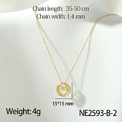 Сердце Ожерелья с подвеской из латуни с микро паве на День матери и прозрачным кубическим цирконием, золотые, сердце с мамой, 11.81~19.69 дюйм (30~50 см), Кулон : 15x15 мм