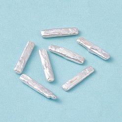 Морская Ракушка Бусины из натурального жемчуга кеши в стиле барокко, прямоугольные, цвет морской раковины, 23~25x5~5.5x3.5~4 мм, отверстие : 0.7 мм