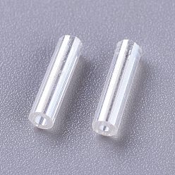 Clear Glass Bugle Beads, Transparent Colours Rainbow, Clear, 6.5~7x2mm, Hole: 0.8mm, about 50000pcs/pound