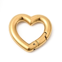 Золотой 304 пружинные кольца из нержавеющей стали, ионное покрытие (ip), сердце, золотые, 16x17x3 мм, отверстие : 10x11 мм