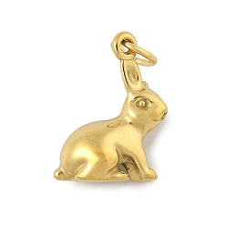 Кролик Ионное покрытие (ip) 304 подвески из нержавеющей стали, с целью перехода в кольце, золотые, кролик, 18x14.5x7.5 мм, отверстие : 4.3 мм