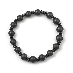 Non-magnetic Hematite Synthetic Non-Magnetic Hematite Beaded Bracelets, Round, Inner Diameter: 2-1/8 inch(5.4cm)
