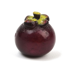 Mangosteen Бусины из непрозрачной смолы из фруктовой серии, имитация еды, фиолетовые, мангустин, 17.5x16 мм, отверстие : 1.5 мм