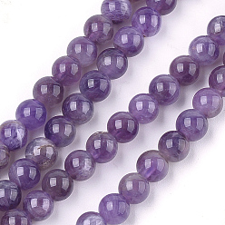 Amethyst Natürlichen Amethyst Perlen Stränge, Runde, 6 mm, Bohrung: 0.8 mm, ca. 62~65 Stk. / Strang, 15.3 Zoll