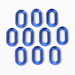 Blue Transparent Acrylic Linking Rings, Quick Link Connectors, for Cable Chains Making, Unwelded, Oval, Blue, 27x16.5x4.5mm, Inner Diameter: 18x7.5mm