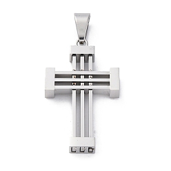 Нержавеющая Сталь Цвет 304 подвески из нержавеющей стали, крест прелести, анти-тускнение, цвет нержавеющей стали, 37x22x5.5 мм, отверстие : 7.7x4.5 мм