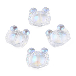 Clair AB Perles en verre electroplate transparent , de couleur plaquée ab , crabe, clair ab, 13x14x6.5mm, Trou: 1mm
