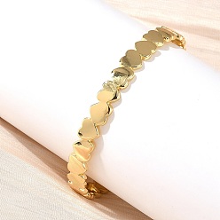 Настоящее золото 18K Браслеты-манжеты в форме сердца из латуни для женщин, реальный 18 k позолоченный, внутренний диаметр: 2.09x2.56 дюйм (5.3x6.5 см)