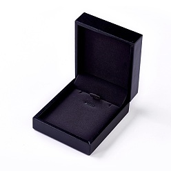Black Plastic Jewelry Boxes, Covered with Imitation Leather, Rectangle, Black, 7.5x8.5x3.5cm