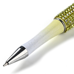 Light Khaki Plastic & Iron Beadable Pens, Ball-Point Pen, with Rhinestone, for DIY Personalized Pen with Jewelry Bead, Light Khaki, 145x14.5mm