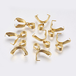 Golden 304 Stainless Steel Pinch Bails, Golden, 18mm, Hole: 3x5mm, Pin: 0.8mm, Bail: 13.5x5mm