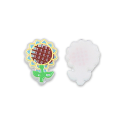 Saumon Plaque acrylique cabochons, avec tournesol imprimé, Saumon, 24.5x18x2.5mm