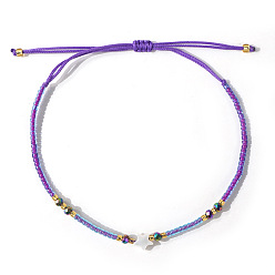 Средний Фиолетовый Регулируемые стеклянные бусины плетеные браслеты из бисера, украшения из ракушек и звезд для женщин, средне фиолетовый