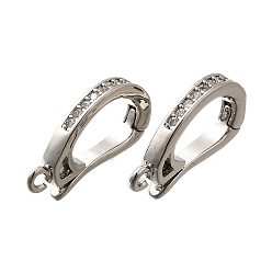 Платина Латунное микропейв, прозрачный кубический цирконий, складные застежки, долговечный, платина, 18x9.5x2.5 мм, отверстие : 1.2 мм