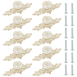 (404) Непрозрачное AB Кислое яблоко Дверные ручки из алюминия с цветочным узором, для запасных частей дверных ремней шкафа, цветочный белый, 32x21 мм