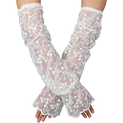 Белый 1 пара нарукавников из полиэстера для женщин, белые, 590x135x3.5 мм