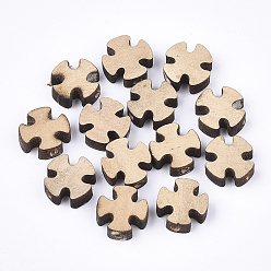 Tan Natural Wooden Beads, Cross, Tan, 12.5x12.5x4.5mm, Hole: 1.8mm