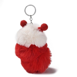 Red Cute Plush Cloth Worm Doll Pendant Keychains, with Alloy Keychain Ring, for Bag Car Key Pendant Decoration, Red, 18cm