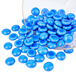 Blue Opaque Flat Back Glass Cabochons, Half Round/Dome, for Vase Fillers, Aquarium Decor or Crafts, Blue, 17~19x8.5mm, 300g/box