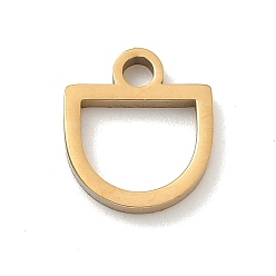 Настоящее золото 18K 304 прелести нержавеющей стали, полукруглый, ионное покрытие (ip), реальный 18 k позолоченный, 11x10x1.5 мм, отверстие : 2 мм