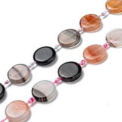 Natural Agate Natural Agate Beads Strands, Flat Round, 24.5~25x6~6.5mm, Hole: 1.8mm, about 13pcs/strand, 17.52''(44.5cm)