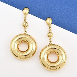 Donut 304 из нержавеющей стали болтаться серьги, золотые, пончик, 57.5x27.5 мм