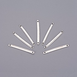 Античное Серебро Соединители стержней тибетского стиля, , без кадмия, без никеля и без свинца, полоса, античное серебро, 3x33x1 мм, отверстие : 1 мм