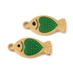 Настоящее золото 18K 304 нержавеющей стальной эмали подвески, рыбы прелести, ионное покрытие (ip), реальный 18 k позолоченный, 16x7.5x1.5 мм, отверстие : 1.5 мм