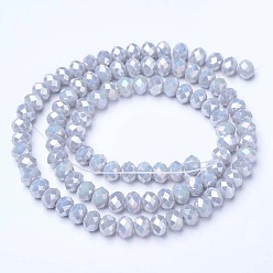 Gainsboro Electroplate Glass Beads Strands, Opaque Solid Color, AB Color Plated, Faceted, Rondelle, Gainsboro, 3x2mm, Hole: 0.8mm, about 165~169pcs/strand, 15~16 inch(38~40cm)