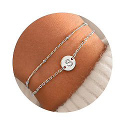 Letter S 201 из нержавеющей стали браслеты многожильных, плоские круглые браслеты с буквенными звеньями для женщин, цвет нержавеющей стали, Письмо с, 6-3/4 дюйм (17 см)