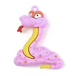 Сливовый ПВХ подвески, змея, слива, 57x44x17 мм, отверстие : 3 мм