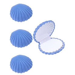 Небесно-голубой 4шт. бархатные шкатулки для хранения ювелирных изделий в форме ракушки, ювелирный подарочный футляр для серег, подвесок, колец, голубой, 5.3x5.9x2.9 см