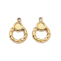 Настоящее золото 18K Ионное покрытие (ip) 304 подвеска из нержавеющей стали с кабошоном, кольцо, реальный 18 k позолоченный, 11.5x8.5x1.5 мм, отверстие : 1.2 мм