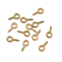 Настоящее золото 18K 304 Зажимы для винтовых колышков из нержавеющей стали, ионное покрытие (ip), стойки покрытие, реальный 18 k позолоченный, 8x4x1.3 мм, отверстие : 1.5 мм, 16 датчик