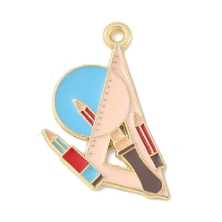 Другие Школьные принадлежности сплав эмаль подвески, золотые, правитель, 25x19.5x1 мм, отверстие : 1.6 мм